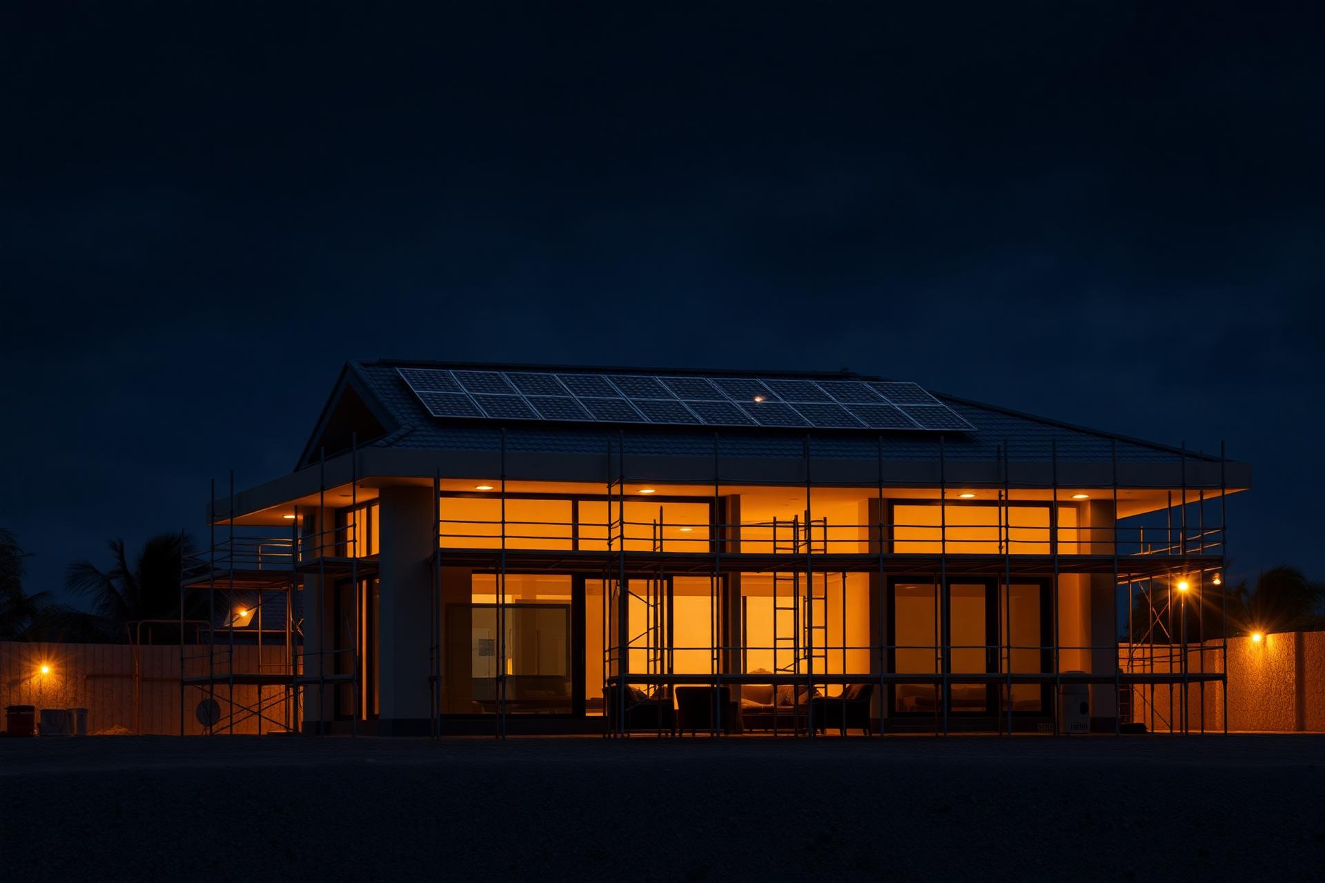 Modern Caribbean home with rooftop solar panels